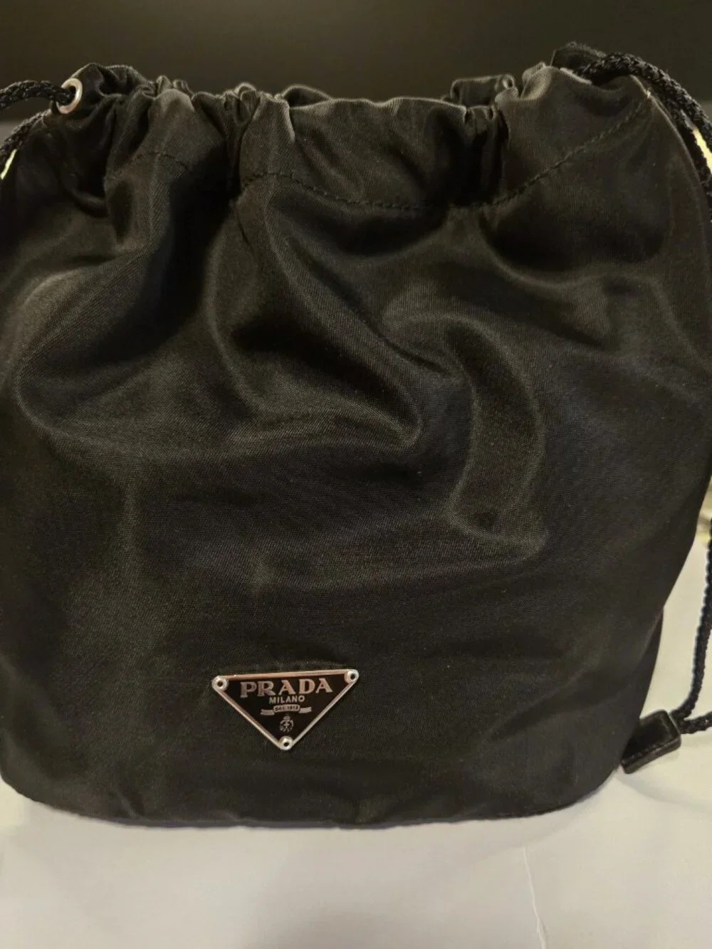PRADA BLACK COSMETIC DRAWSTRING BAG - Picture 8 of 10